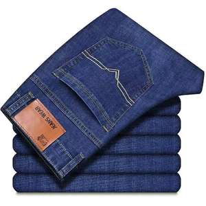 Jean en denim vintage pour homme, coupe droite, taille mi-haute, tissé, léger, uni, délavé, décontracté, respirant, coupe régulière, multicolore, taille moyenne - Product Image 6