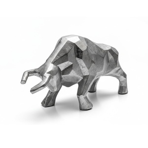 Sculpture décorative élégante en aluminium artisanal en forme de rhinocéros, statue de faune pour la maison, le bureau, l'hôtel, la table console, vente en gros - Product Image 1