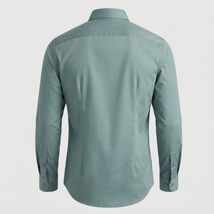 Chemise habillée homme unie à boutons, manches longues, en coton, coupe ajustée, pour affaires et usage quotidien, respirante et à séchage rapide - Product Image 2