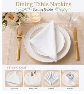 Serviettes de table brodées à la main en coton de qualité supérieure, réutilisables, pour la décoration de mariage et de salle à manger, fournisseur en gros pour l'exportation - Product Image 4