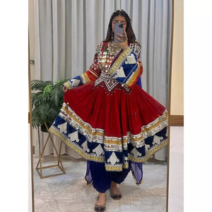 Premium Fabric Custom <b>Embroidery</b> Solid Floor Length Afghan Dress Women Personalized Wedding Wear Flared Casual Afghan Dress - Product Image 2
