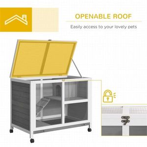 Gray Wood Rabbit Hutch Pet House and Furniture for Small Animals - Product Image 5