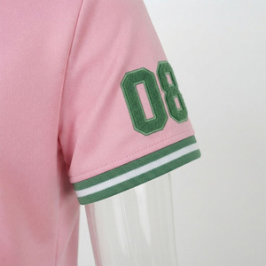 Premium Chenille Patch Sorority T <b>Shirt</b> Pink Green V Neck Contrast Trim Custom Greek Apparel Greek Life T <b>Shirts</b> For Women - Product Image 6