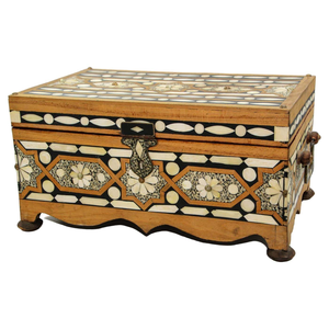 Handmade Bone Inlay Vanity <b>Box</b> Decorative Wooden Jewellery Organizer with <b>Floral</b> and Stripe Inlay Pattern - Product Image 5