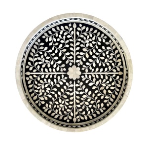Plateau de service à rayures en os naturel et nacre, tendance indienne, décorative, meilleure qualité, tendance basée à singapour - Product Image 3