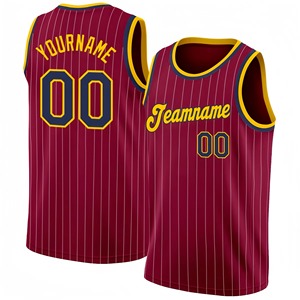 Custom Basketball Jersey Unisex Sleeveless <b>Tank</b> Top Maroon Striped Heat-Transfer Printed Team Name Number Quick Dry Durable 100% - Product Image 1