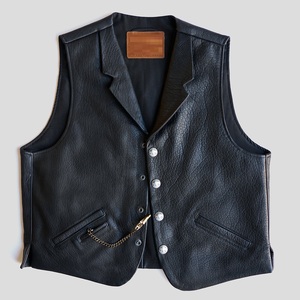 เสื้อกั๊กหนังแท้ของผู้ชายเสื้อแจ๊กเก็ตกันน้ำดีไซน์ตามสั่ง - Product Image 1