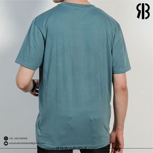 Camiseta Rubabull de Alta Calidad para Hombre, Color Verde Azulado, Manga Corta, Cuello Redondo, Corte Regular, Estilo Casual, Color Sólido, Tejido de Algodón - Product Image 3