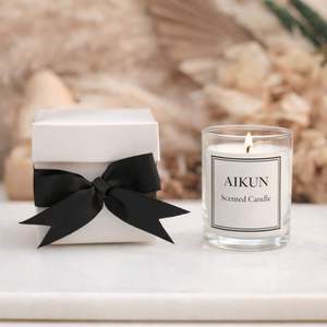 Bougie parfumée AIKUN à combustion longue durée dans un bocal en verre, avec parfum de champagne et de mûre, bougie d'aromathérapie haut de gamme pour les chaînes de vente au détail OEM - Product Image 3