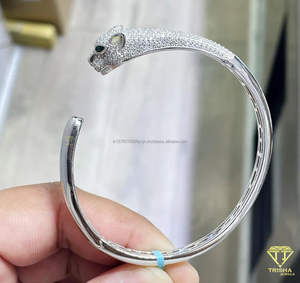 Bracelet de luxe en forme de tête de panthère Trisha Jewels pour femmes, argent sterling 925, entièrement serti de diamants de laboratoire étincelants, plaqué or rose - Product Image 2
