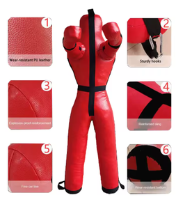 Red PU Leather Boxing <b>Dummy</b> With Zipper Closure Durable Training Target For Adult Martial Arts Practice - Product Image 1