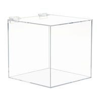 Boîte de présentation en acrylique transparente avec couvercle à charnière, vitrine cube pour bijoux, objets de collection, présentoirs de vente au détail, étui anti-poussière en acrylique