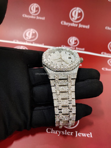Mouvement automatique mécanique de haute qualité fait à la main VVS Moissanite diamant glacé homme femme montre de luxe en acier inoxydable - Product Image 3