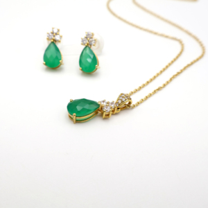 Elegante Conjunto de Pendientes y Colgante de Ónix Verde, Joyería de Piedras Preciosas para Damas, Accesorio de Moda - Product Image 3