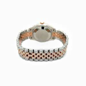 นาฬิกาอัตโนมัติแบรนด์หรู ประดับเพชรโมอิสซาไนต์เต็มเรือน ตัวเรือนสแตนเลสสตีลสั่งทำพิเศษ กลไกอนาล็อก กันน้ำ - Product Image 6