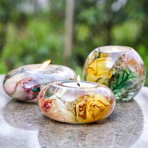 <b>Top</b> Rated Handmade Wooden & Epoxy <b>Resin</b> Candle Holder for Modern Home Decor Diwali Christmas Celebrations Best Price - Product Image 2