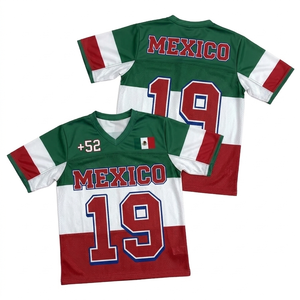 Camiseta de Fútbol de México Unisex con Cuello en V, Manga Corta, Sublimada, Transpirable, de Malla de Poliéster, Ropa Deportiva de Verano - Product Image 1