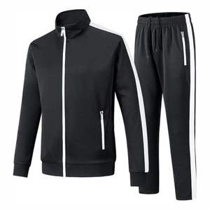 Athletic Men Full Zip Stand Collar <b>Tracksuit</b> Performance Side Stripe Sportswear Set Zipper Pockets Soccer Training Jogger Suit - Product Image 5