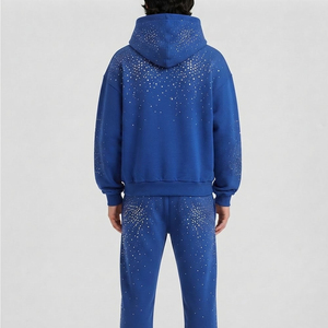 Custom Made Rhinestone Tracksuit Crystal Hoodie <b>And</b> <b>Trouser</b> <b>Set</b> Soft Fleece Comfortable Relaxed Fit Men Rhinestone Tracksuits - Product Image 2