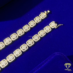 Collier tennis carré doré avec pierres micro-pavées pour bijoux hip-hop urbains - Product Image 2