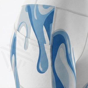 Leggings de Yoga de Cintura Alta para Mujer, Largos, con Estampado de Llamas Azules, Elásticos, Transpirables, de Secado Rápido, Deportivos, de Punto, Spandex y Poliéster - Product Image 5