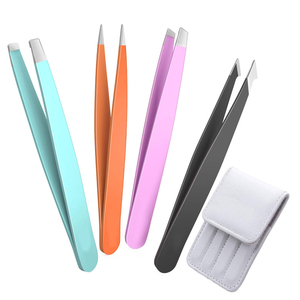 Premium Stainless Steel Eyebrow Tweezers Set with Purple PU <b>Leather</b> Case Precision Beauty Grooming <b>Tool</b> Kit - Product Image 2