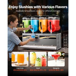 12L Commercial Slushie Machine 4-Tank Frozen <b>Drink</b> Maker with Self-Cleaning Margarita Maker - Product Image 3