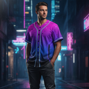 Custom Logo Full Button Up Baseball Jersey Sublimation Printing Dry Fit Durable <b>Mens</b> Apparel Match Team Uniforms - Product Image 5