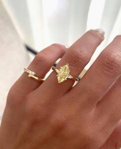 Lab Grown Vivid Yellow 1.01CT Marquise Cut Diamond Solitaire <b>Ring</b> IGI Certified 18K Yellow Gold Party Premium Gift for Lovers - Product Image 1