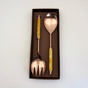 Cuchara y Tenedor para Servir Ensaladas de Acero Inoxidable con Acabado de Cobre de Alta Calidad, Utensilios para Servir en Bodas y Cenas - Product Image 4