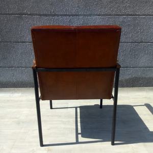 Chaise de Bureau Vintage en Fer et Cuir avec Accoudoir en Bois - Product Image 4