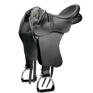 Selle d'équitation anglaise tout usage en cuir noir, faite à la main, de haute qualité, taille personnalisée, logo personnalisé, pour le dressage. - Product Image 1