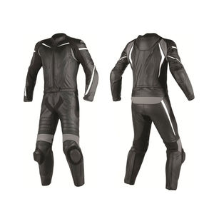 Combinaison de moto intégrale en cuir pour homme, 1 pièce, noire, coupe-vent, équipement de protection, toutes saisons, pour adulte - Product Image 1