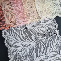 Tissu en dentelle extensible léger à motif de feuilles, 17,5 cm, nylon et élasthanne, bord festonné, vêtements, sous-vêtements, robe, qualité coréenne supérieure