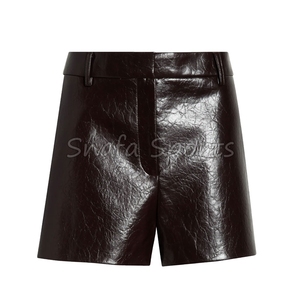 Short en cuir uni teint, personnalisé, avec poches latérales, dernier design, pour femmes, vente en gros à bas prix - Product Image 6