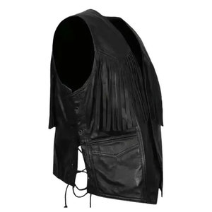 <b>Men</b> <b>Suede</b> Western Fringe Vest Cowboy Sleeveless <b>Jacket</b> Leather Tassel Biker Festival Rodeo Wear Wear Premium OEM Apparel - Product Image 2