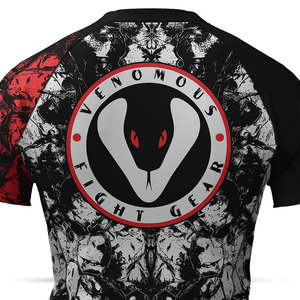 Venomous Fight Gear Rash Guard à manches courtes pour homme, T-shirt de compression à séchage rapide, motif imprimé noir, blanc et rouge - Product Image 6