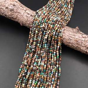 Cuentas redondas facetadas de crisocola verde marrón natural, hilo de piedras preciosas microlaserizadas para la fabricación de joyería al por mayor - Product Image 2