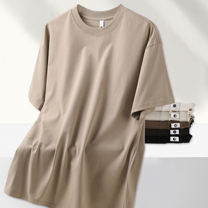 T-shirt décontracté à manches longues pour homme, 240g, 100% coton jersey, col rond, respirant, coupe ample, couleur unie, passe-partout - Product Image 4