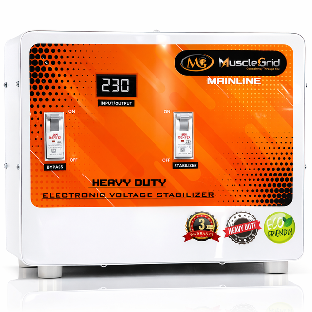 MuscleGrid Heavy Duty 5KVA Line Interactive Single Phase Uninterruptible Power Supply (UPS) Mainline Voltage Stabilizer 28kg