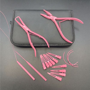 Hot <b>Pink</b> Stainless Steel Wholesale Hair Extension <b>Tools</b> <b>Kit</b>/Custom Logo Top Quality Hot Selling Hair Extension Pliers - Product Image 1