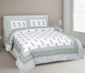 Parure de draps ajustés Queen Size imprimés floraux 200TC en coton biologique écologique avec taies d'oreiller 100% coton pour chambre à coucher - Product Image 1