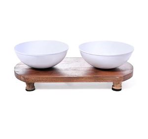 Nuevo Diseño: Bandeja Doble para Comida de Cuerda Tejida Negra con Cuencos Metálicos, Apta para Lavavajillas, Diseño Minimalista para Uso Doméstico - Product Image 4