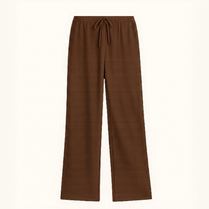 Ensemble femme personnalisé avec logo, ensemble en tricot 2 pièces, haut à manches longues et pantalon long, col roulé, style décontracté pour l'automne - Product Image 5