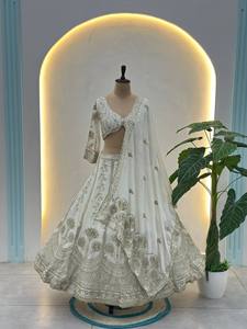 Tela Chinon de Alta Calidad, Estilo Tradicional Indio-Pakistaní, Resistente a las Arrugas, Protección Solar, Color Blanco para Bodas - Product Image 4