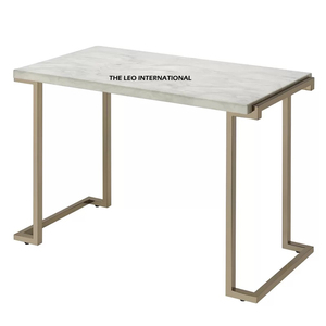 Table console en aluminium de style Art déco, forme géométrique, finition dorée, design durable, décoration de meubles pour salon intérieur - Product Image 3