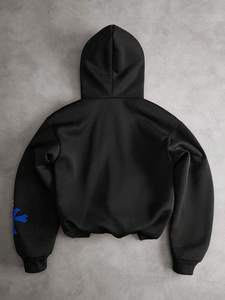 Sudadera con capucha para hombre de chenilla con parche cruzado, negra, de mezcla de algodón y forro polar, con cremallera completa, logotipo personalizado, oversize, multicolor, estilo streetwear, fabricante - Product Image 4
