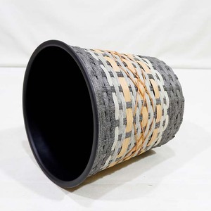 Modern Woven <b>Plastic</b> Flower Pot Gray Beige Indoor Plant <b>Planter</b> Minimalist Design - Product Image 2