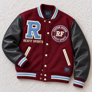 Blouson Bomber Universitaire avec Badge Chenille Personnalisé en Relief, Manches Contrastantes, Étiquette Personnalisée, Manteaux Streetwear Unisexe, Vente en Gros OEM - Product Image 1