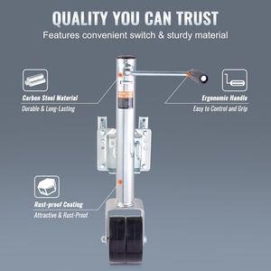 Cric à languette de remorque à boulonner de 35.3 pouces avec roues en PP Capacité de poids de 1500 lb pour remorques de yacht utilitaire RV Horse - Product Image 4